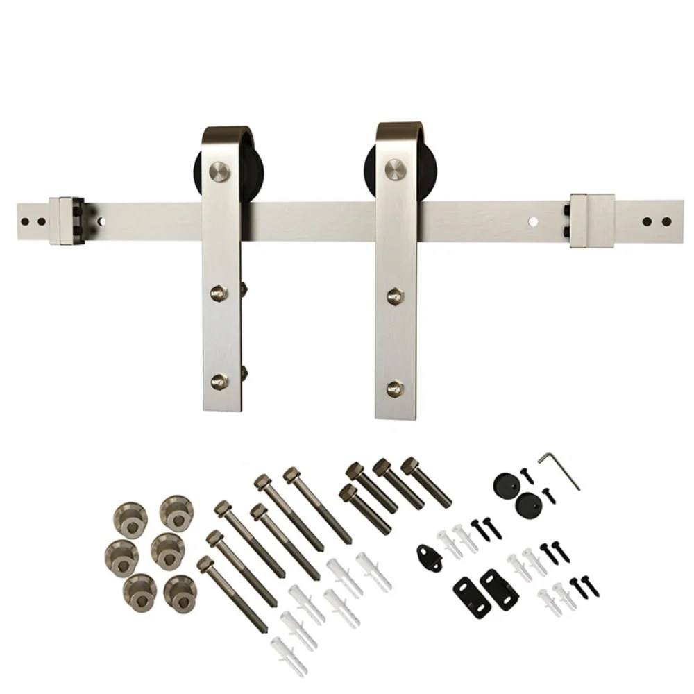 Schlage 96" Sliding Barn Door Hardware Satin Nickel