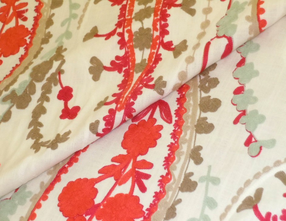 Embroidered Paisley premium high end home decor fabric