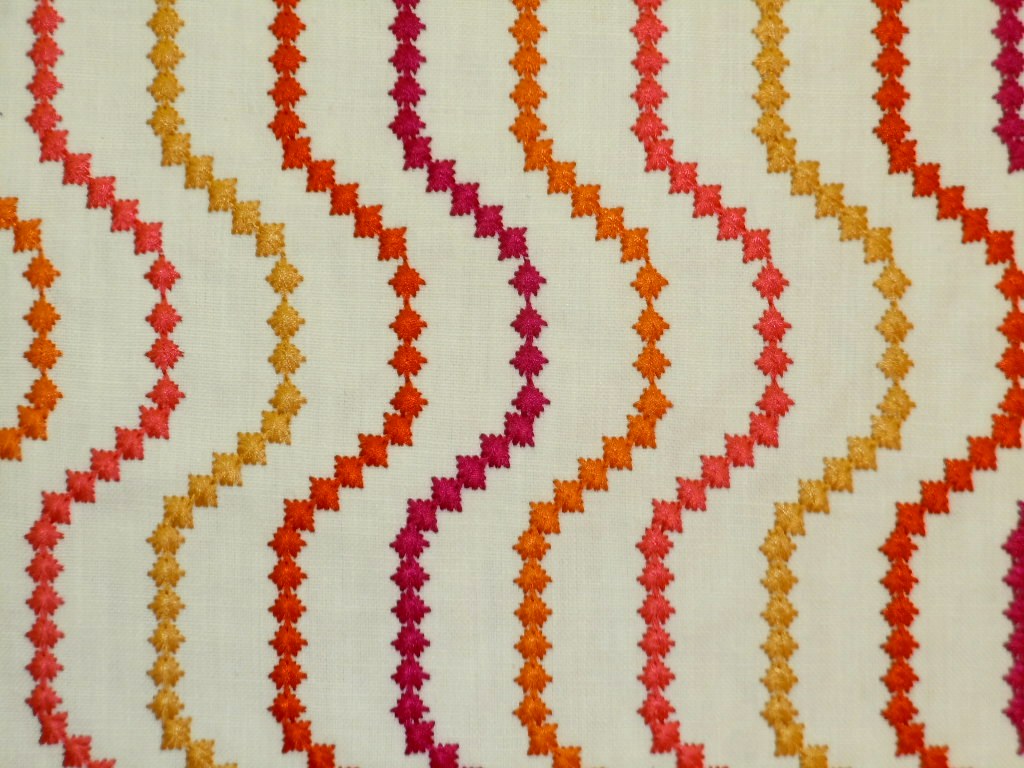 Linen Blend Embroidery Pattern Curves