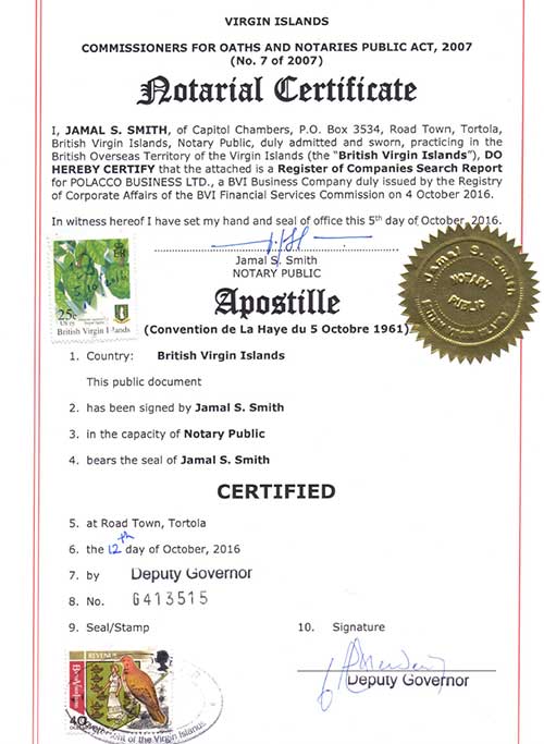 Apostille from the British Virgin Islands Schmidt & Schmidt