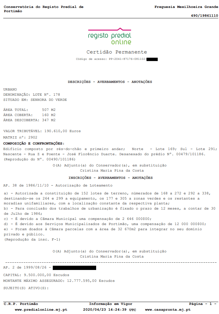 Land register extracts from Portugal Schmidt & Schmidt