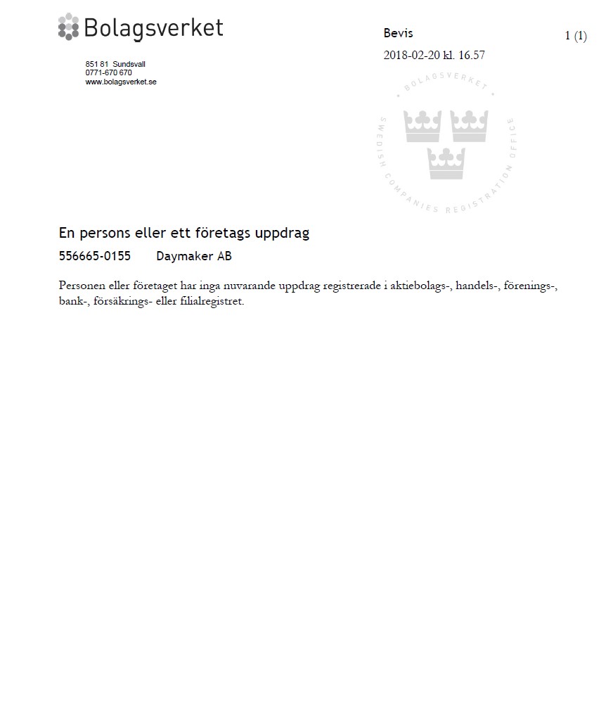 Extracts from the commercial register of Denmark Schmidt & Schmidt