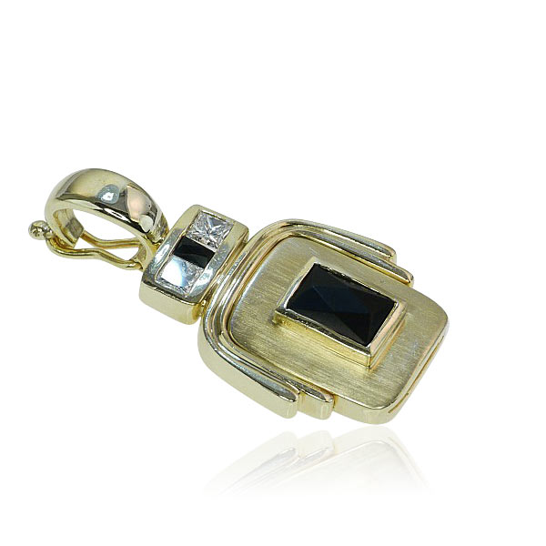 DiamantAnhänger, Gleiter in Gold und Onyx, 0,534ct Diamanten Schmuck