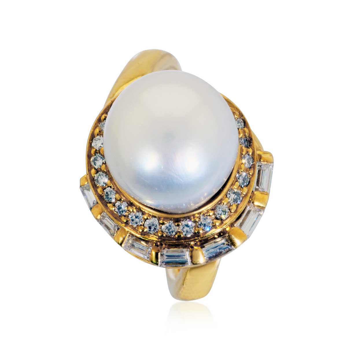 DiamantSüdsee PerlenRing mit 0,63ct Diamanten Gelbgold Schmuck