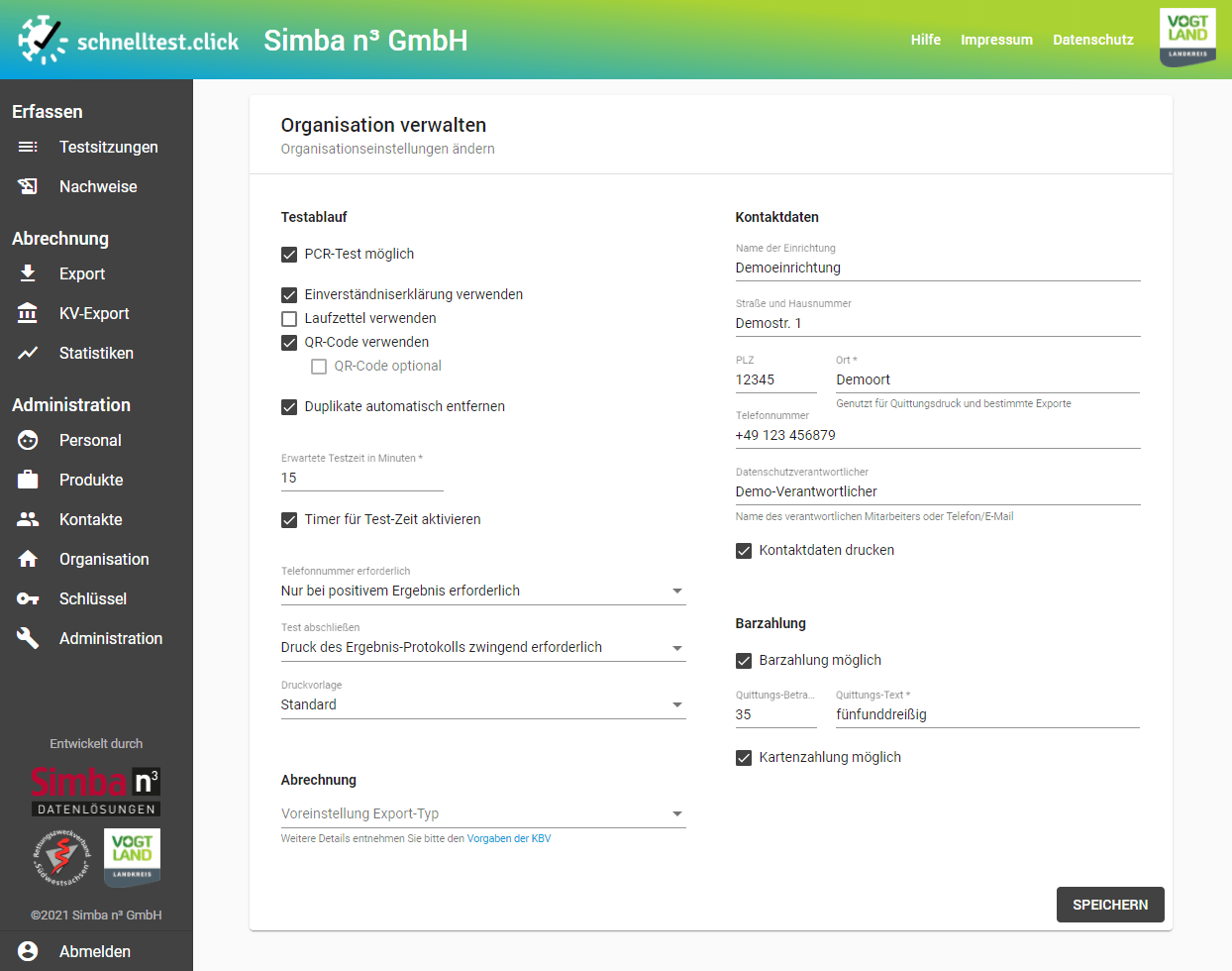 Organisation schnelltest.click Hilfe