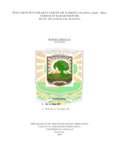 Pengaruh Penambahan Sari Buah Markisa (Passiflora Edulis, Sims) Terhadap Karakteristik Mutu Selai Kolang-Kaling - Eskripsi Universitas Andalas