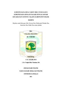 Korupsi Dana Desa Tahun 2018: Studi Kasus Korupsi Dana Desa Di Nagari Sungai Janiah Kecamatan Gunung Talang Kabupaten Solok - Eskripsi Universitas Andalas
