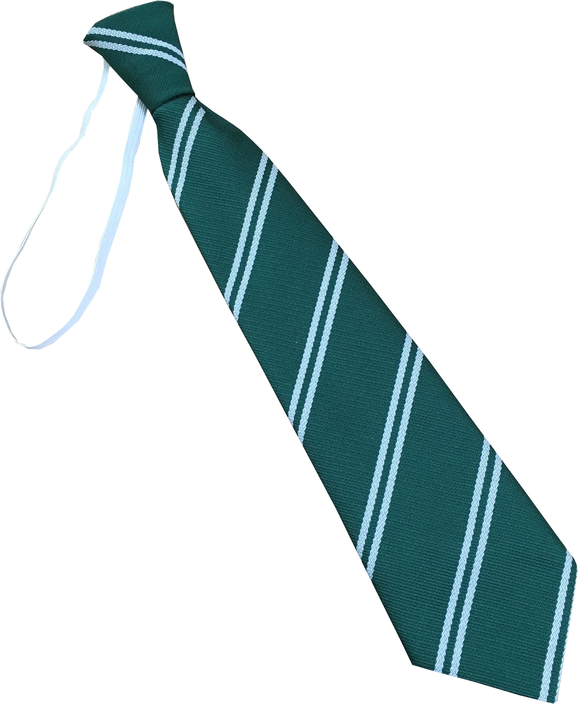 Bottle Green and White (Silver) Double Infant School Elastic Tie