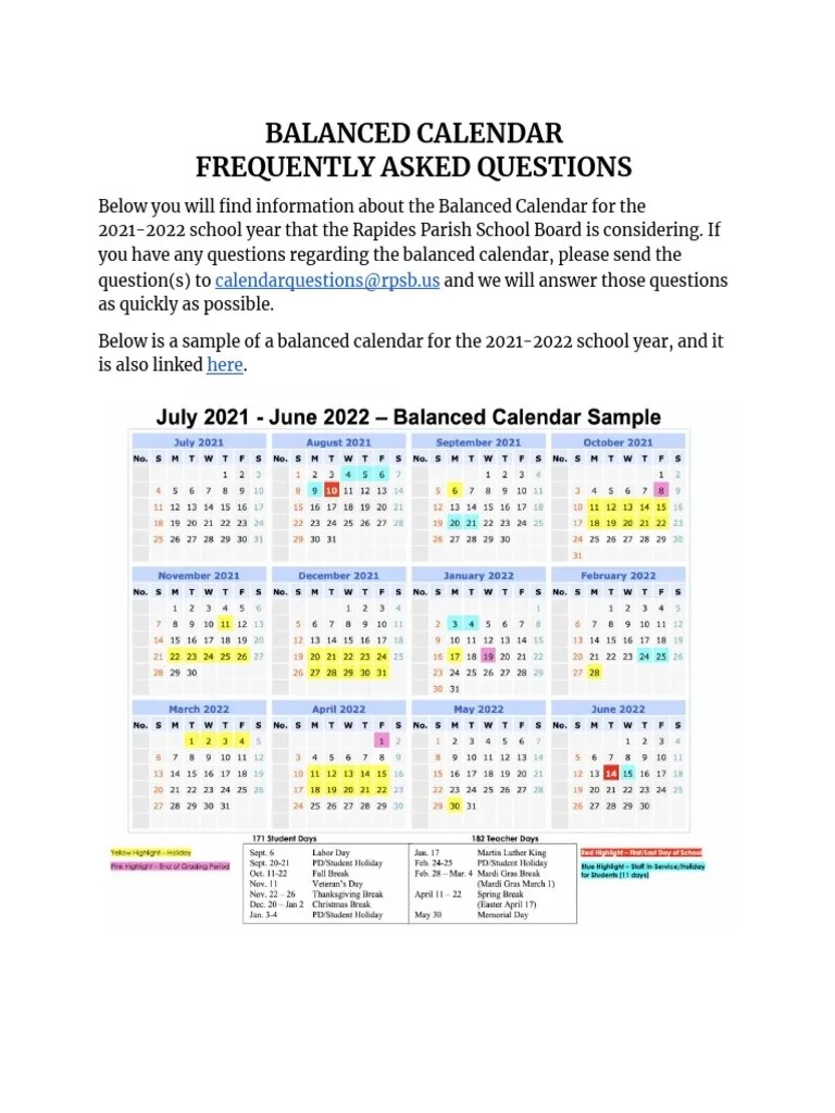 Rapides Parish School Calendar 20262027 School Calendar