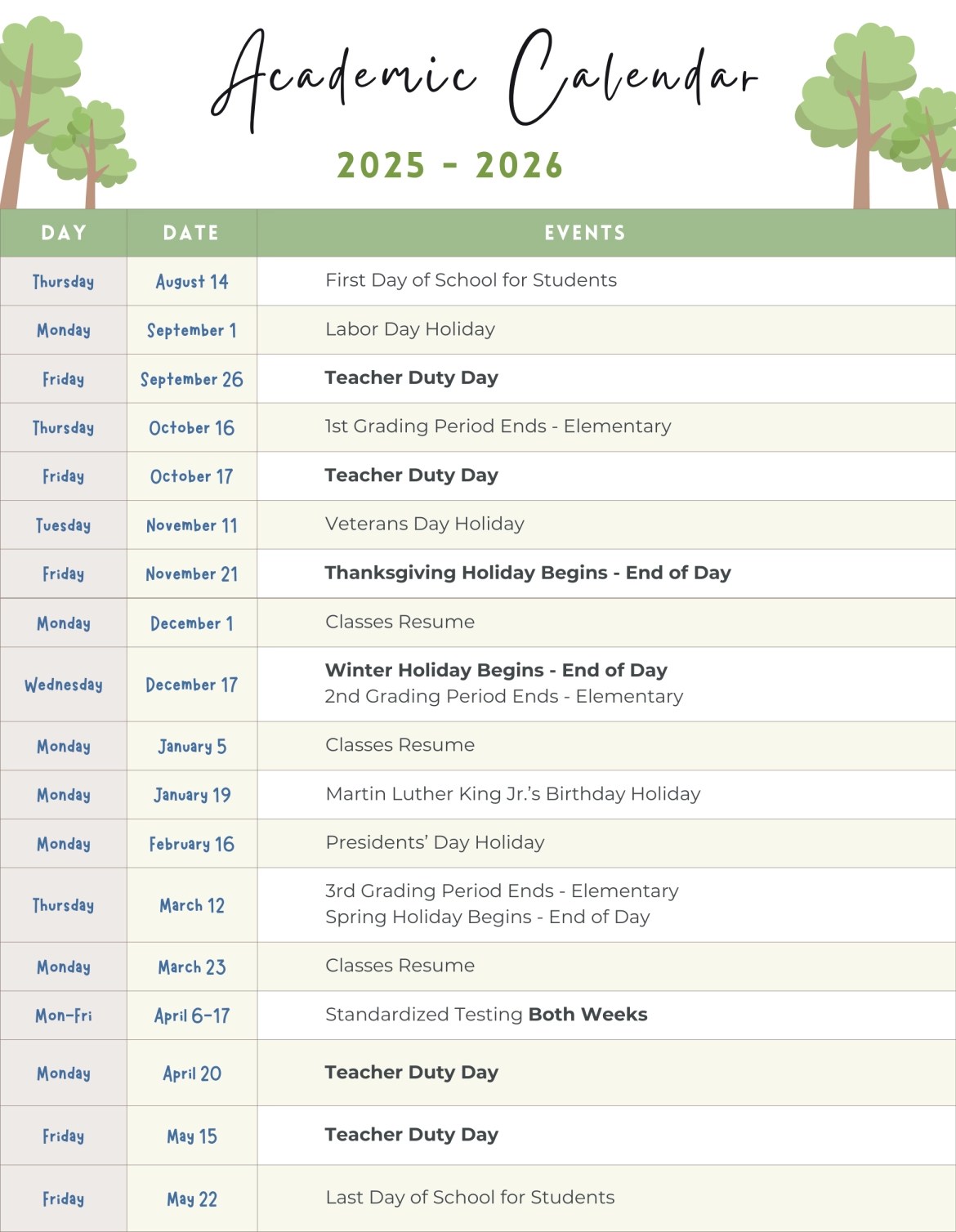 Volusia School Calendar 20262027 School Calendar