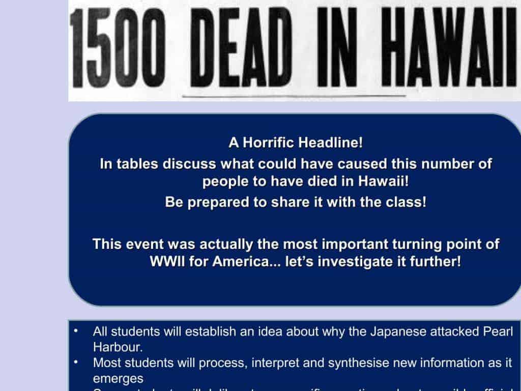 Pearl Harbour Facts & Information Powerpoint Lesson Plan