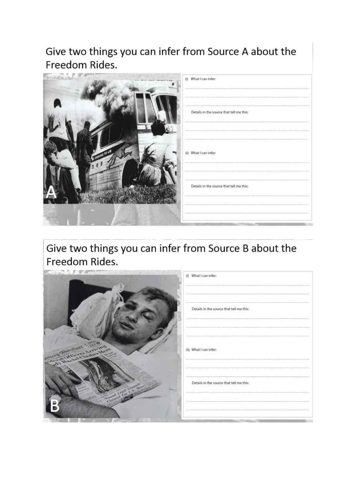 Black History Sources Worksheet GCSE Study Resources