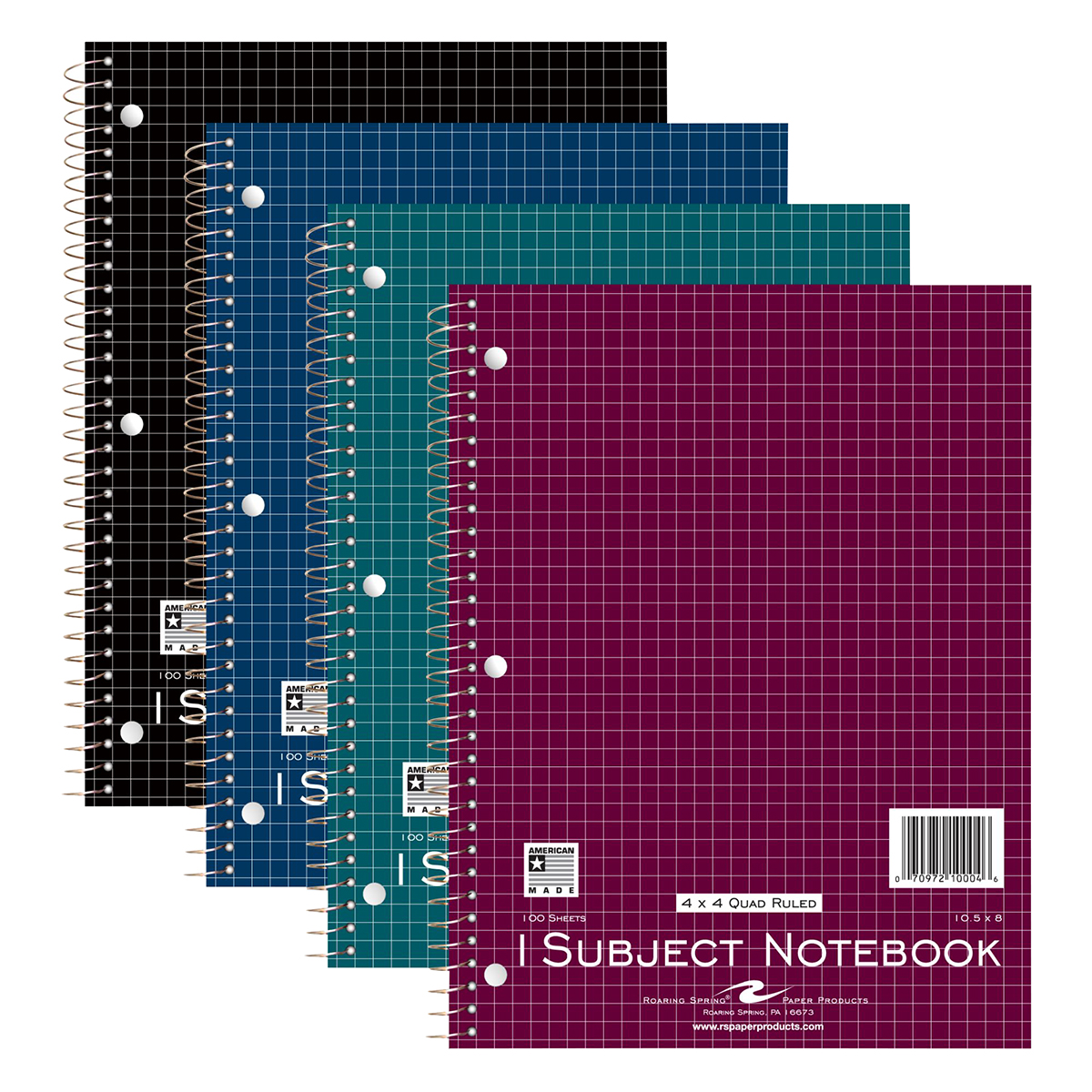 Graph Paper Notebook - 4 x 4 Graph Ruled - 10 1/2" x 8" - 100 Sheets