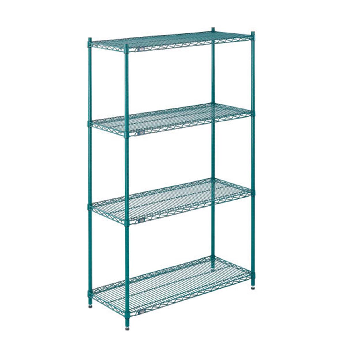 Nexel PolyGreen Wire Shelving 4 Shelves Starter 42"W x 14"D x 74