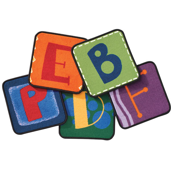 Toddler Alphabet Blocks Carpet Squares Set of 26 Primary Colors SCHOOLSin