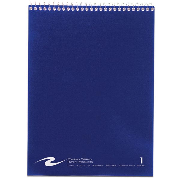 TopSpiral Notebook College Ruled 8 1/2" x 11 1/2" 80 Sheets