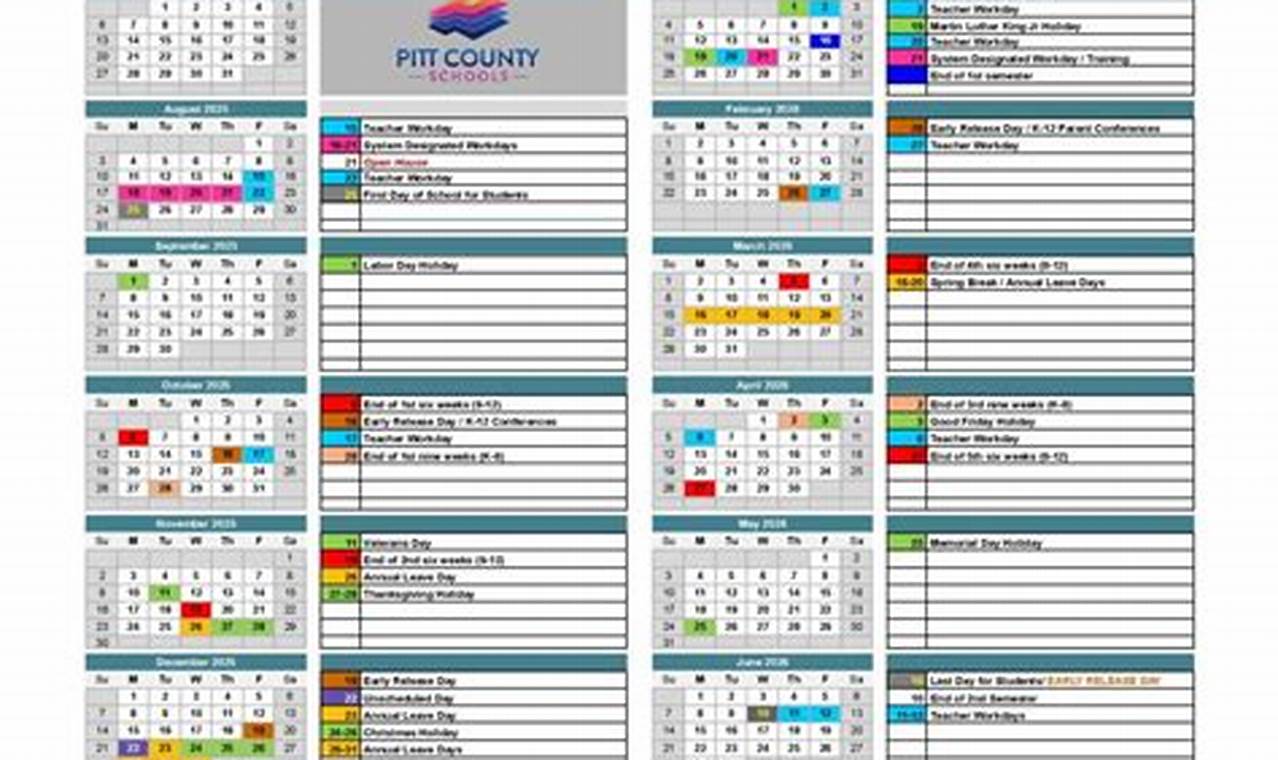 Pitt County Schools Calendar 2425 Official Dates