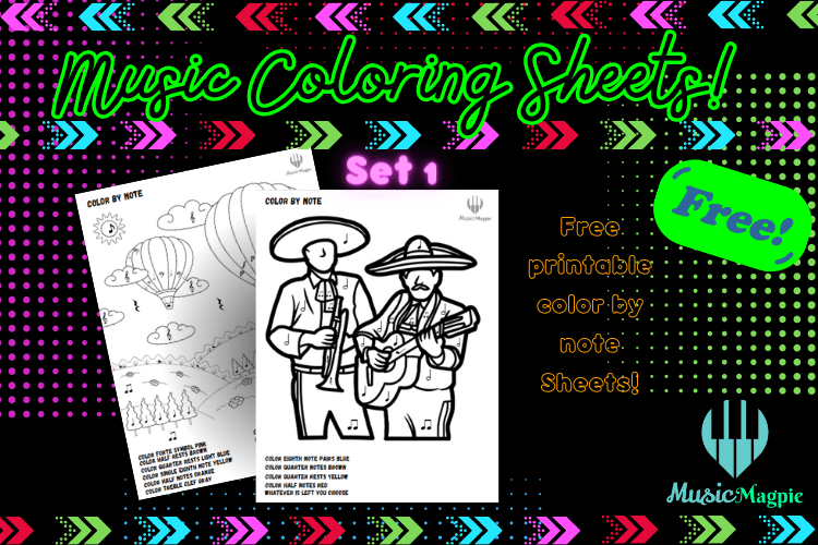 Color by Note! Music Coloring Worksheets Schools Music Market