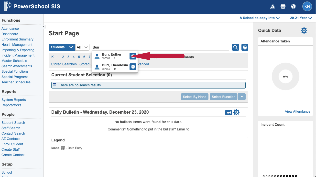 View a student's grades in PowerSchool Primavera