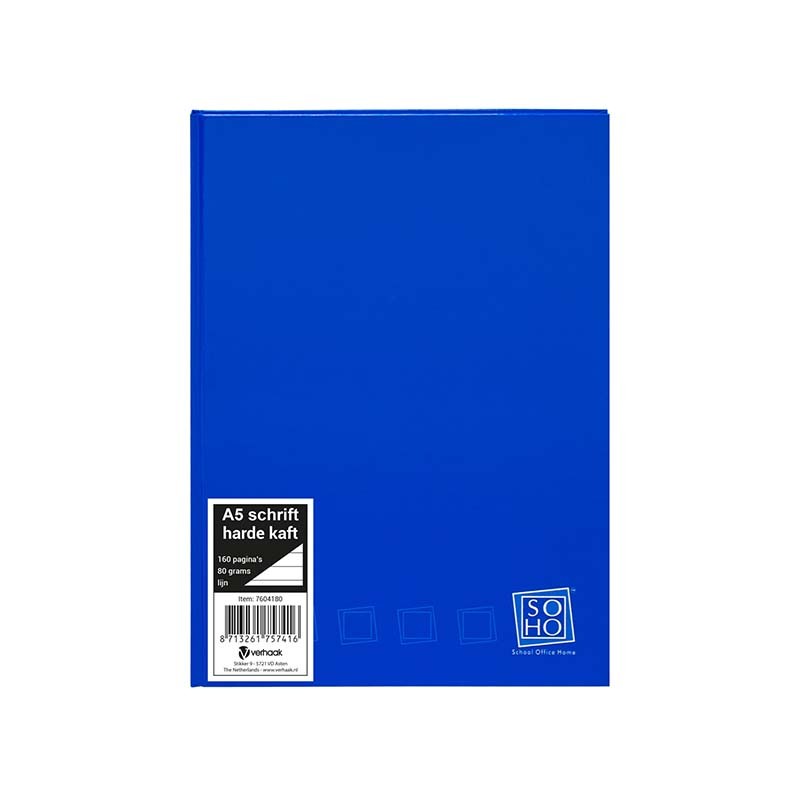 Schrift Harde Kaft A5 Met Lijn Donkerblauw - Schoolzz Schoolspullen!