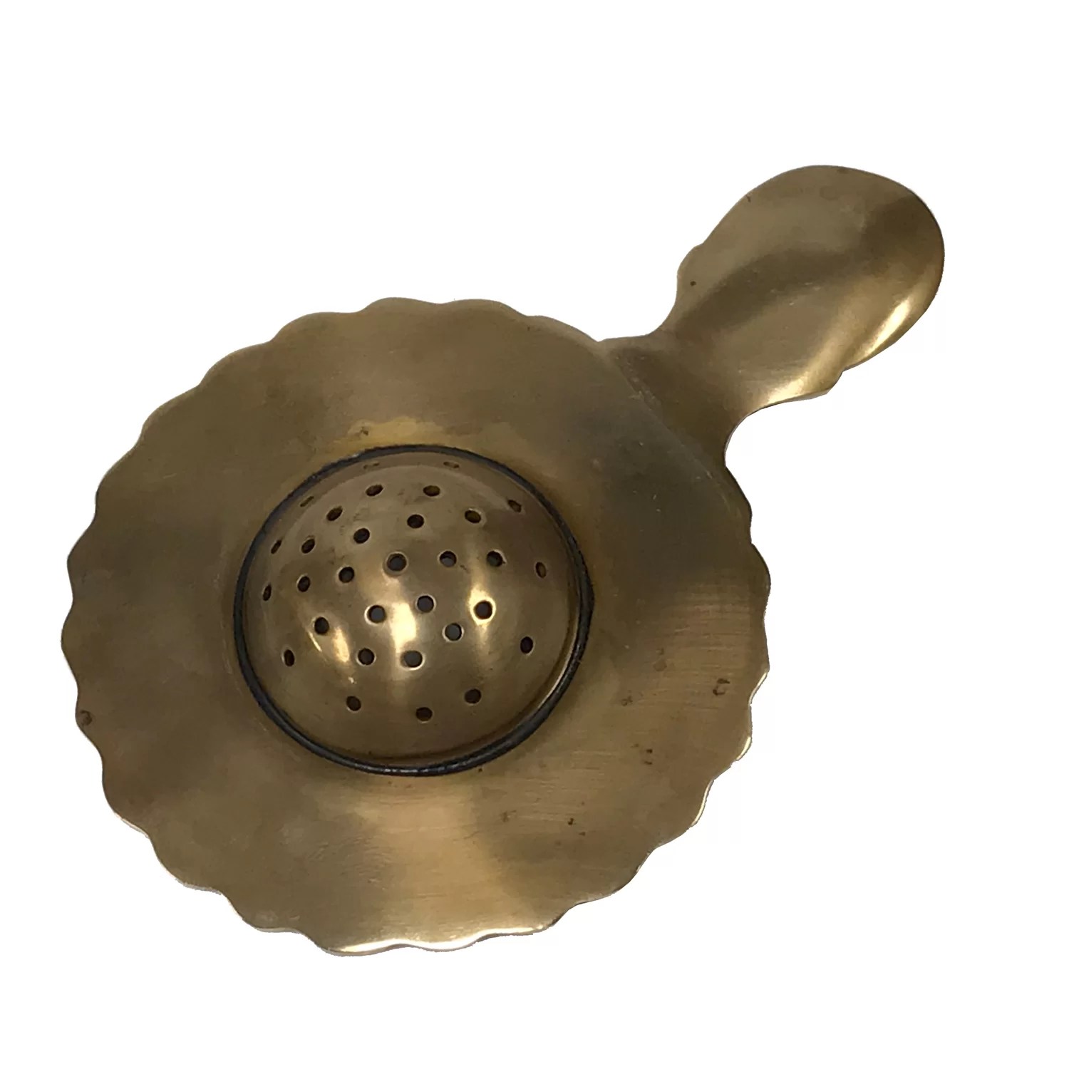51/4" Antiqued Brass Tea Strainer Antique Vintage Style Schooner