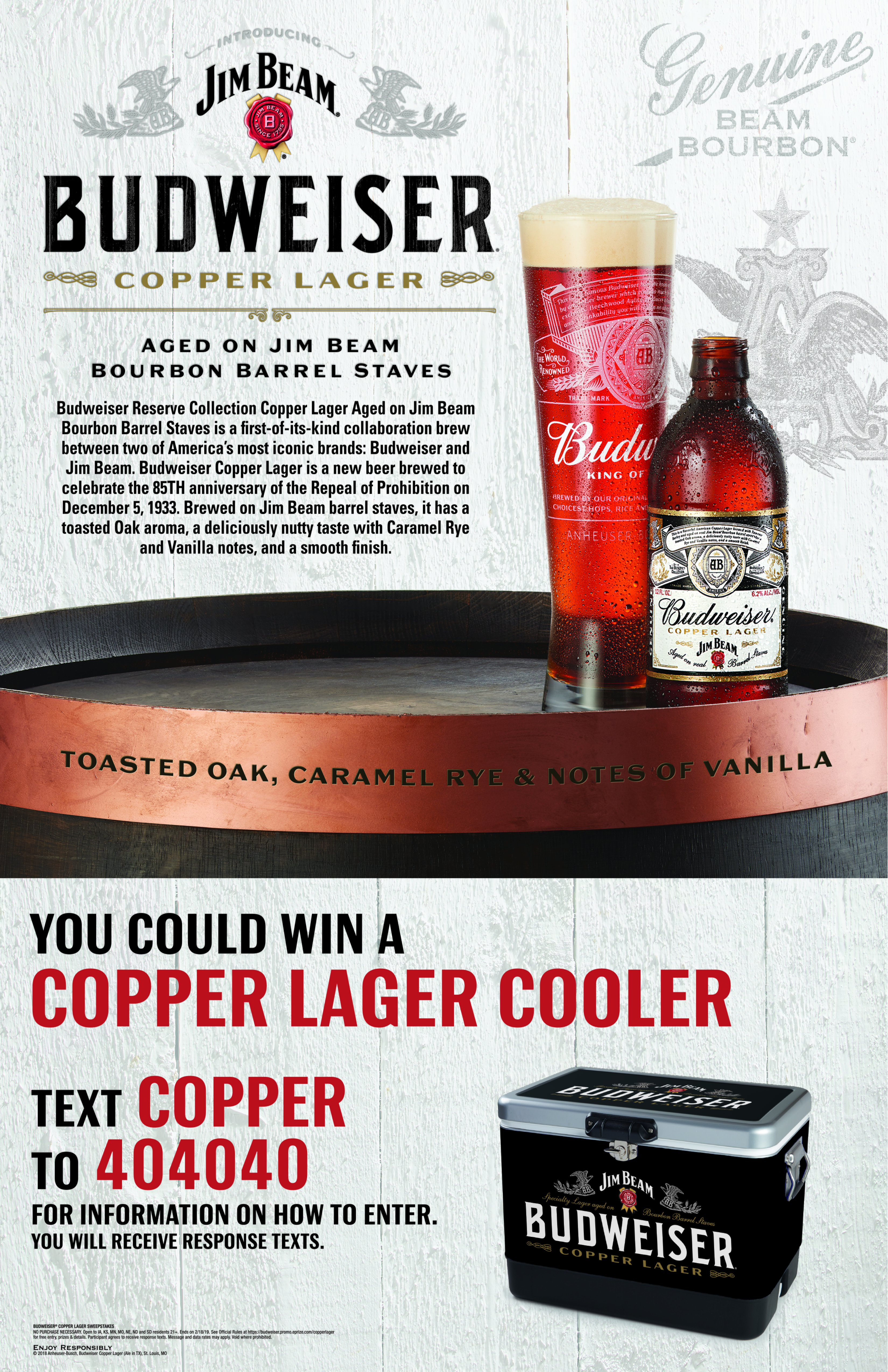 Budweiser Copper Lager Text to Win