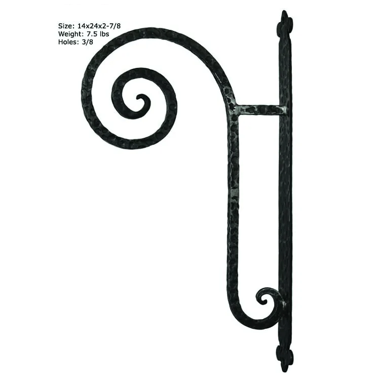 Ornamental Wrought Iron Hanging Flower Basket Bracket 14x24x27/8