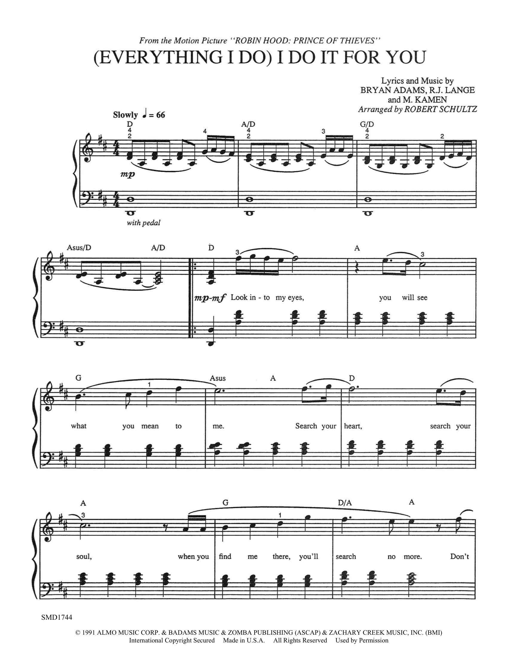 Everything I Do I Do It For You Schultz Music Publications