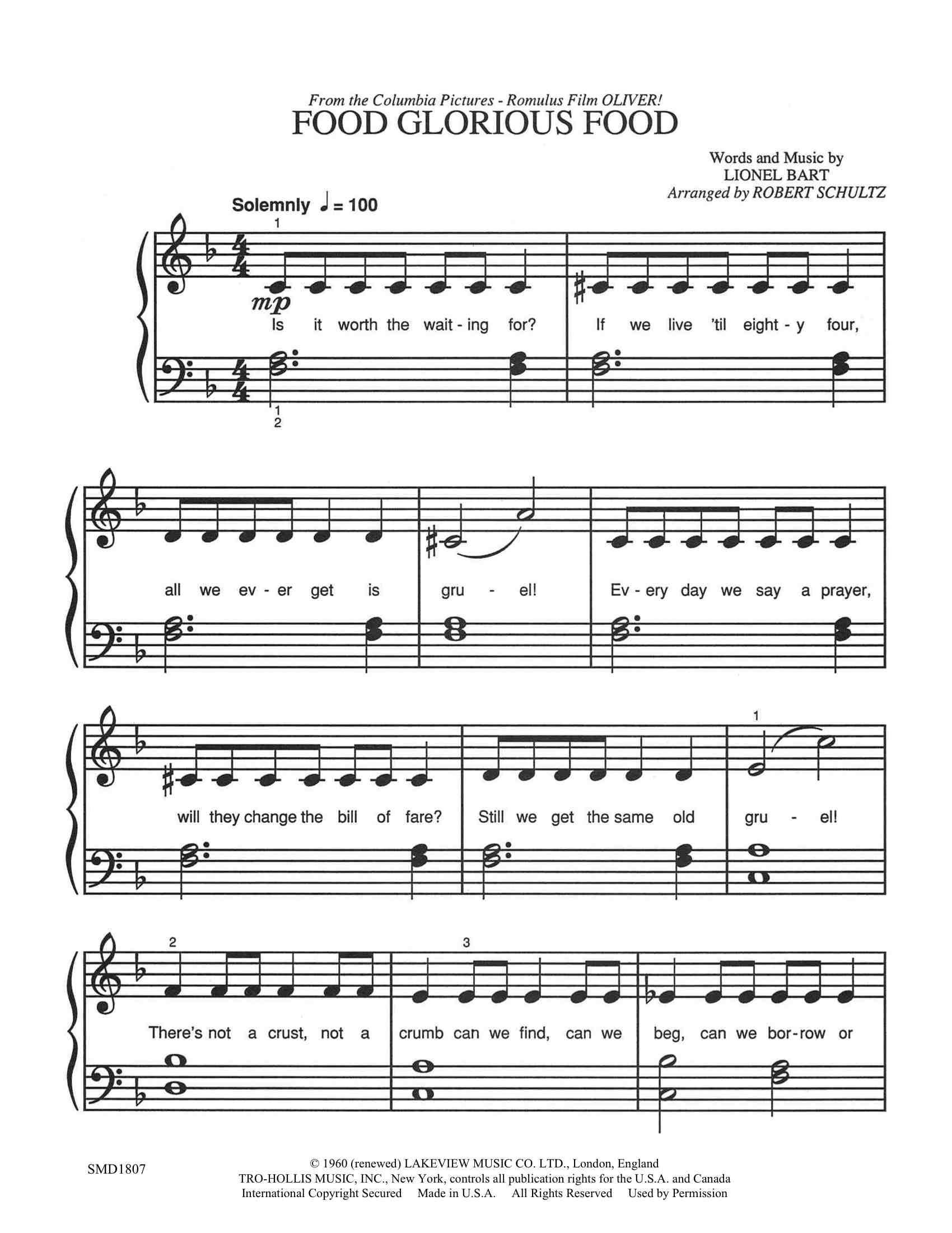 Food Glorious Food Schultz Music Publications