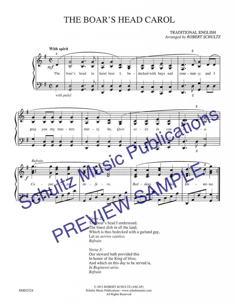 The Boar’s Head Carol Schultz Music Publications
