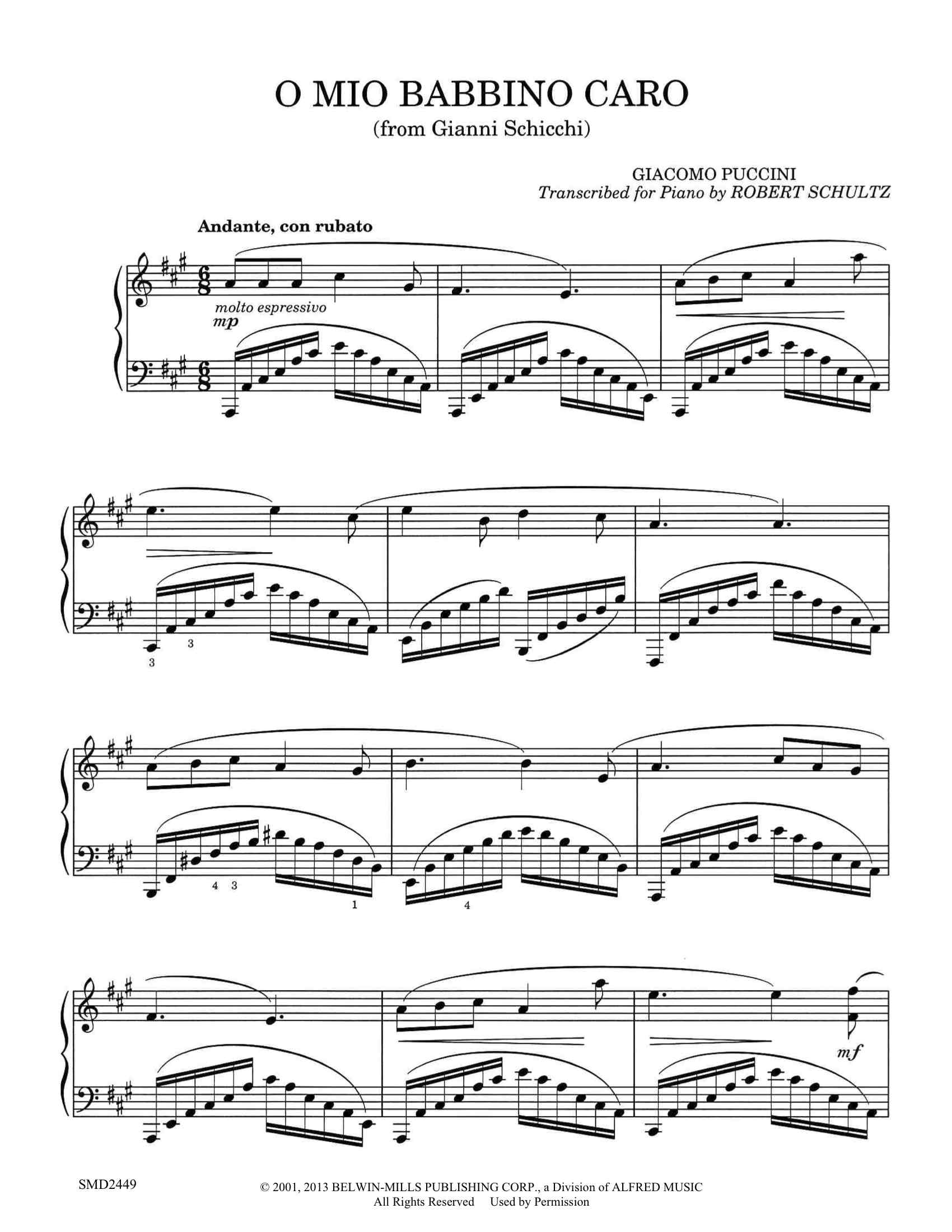 O Mio Babbino Caro (digital) Schultz Music Publications