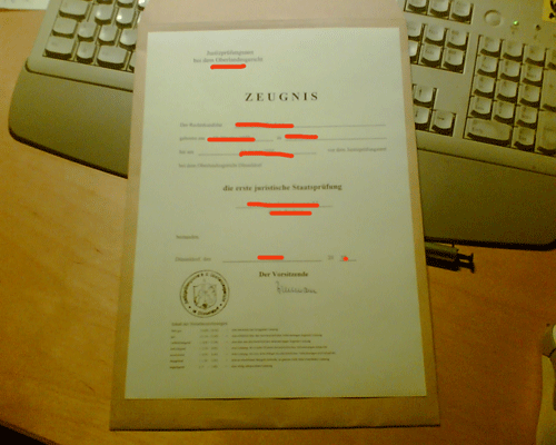 JuraweltForum • Thema anzeigen Inhalt Examenszeugnis