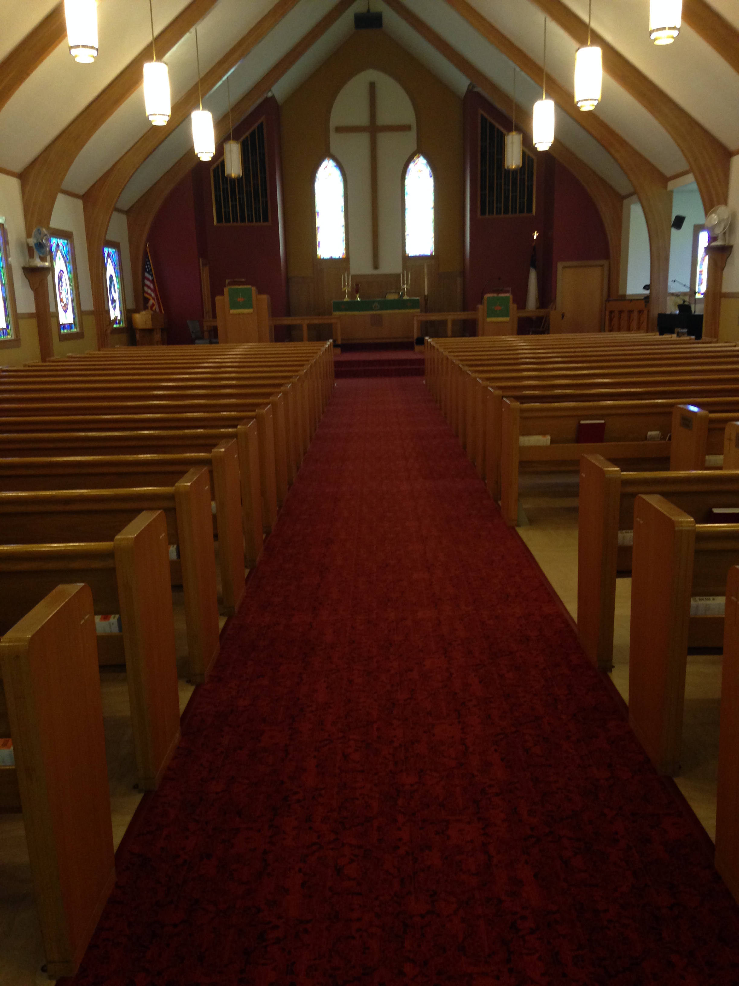 Church refurbishment new carpet, paint, wood paneling & wood trim