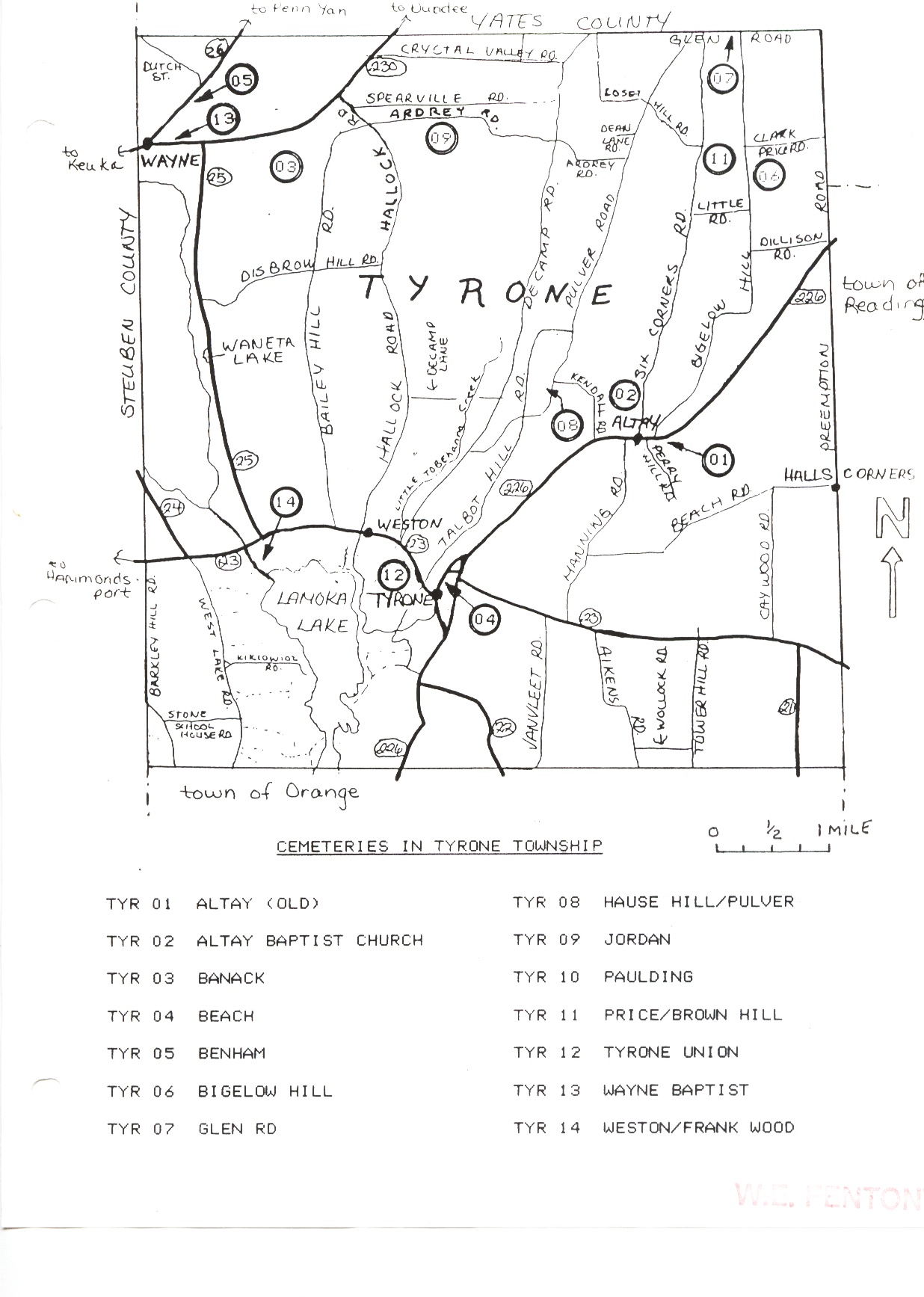 Map Tyrone, NY Cems.