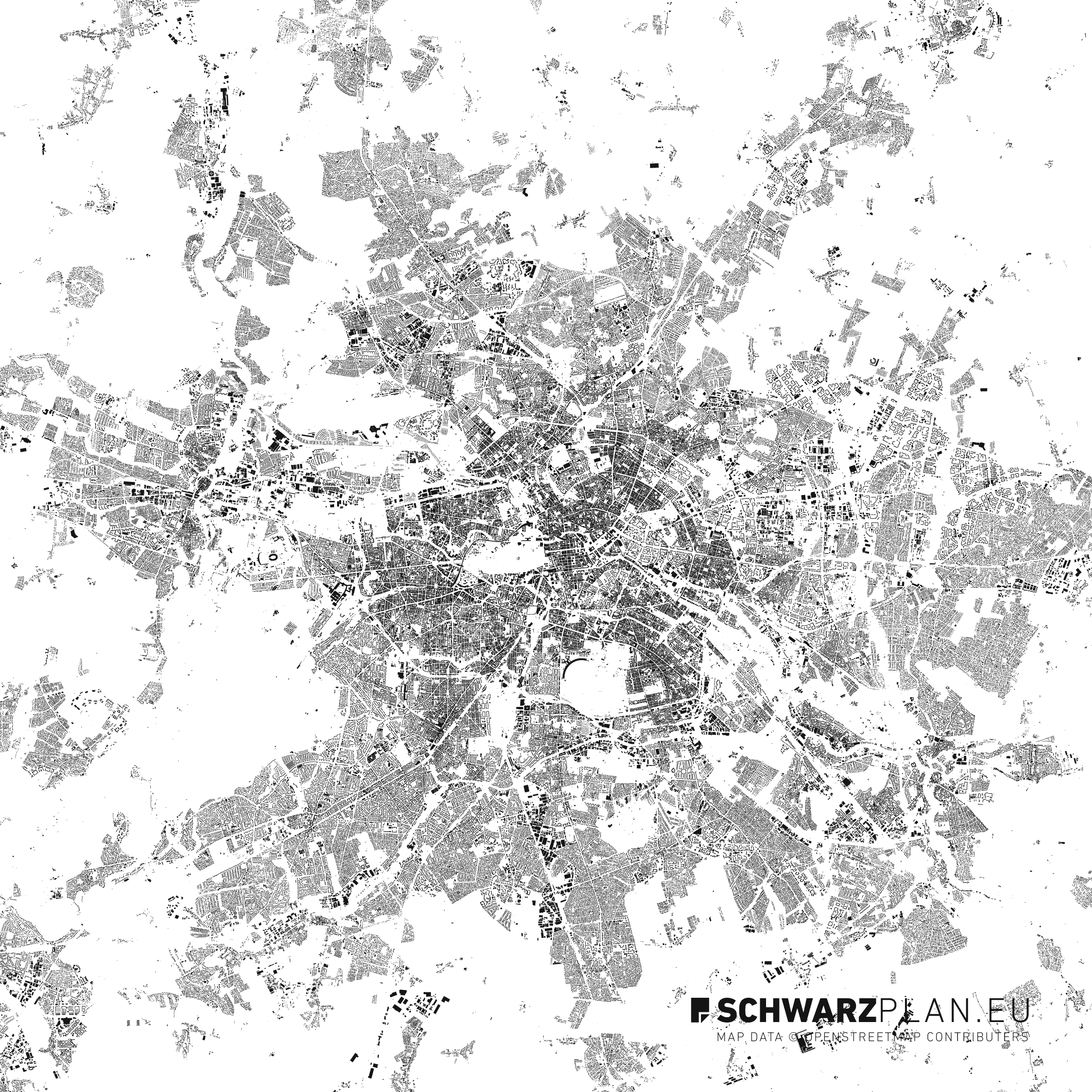 Schwarzplan & Lageplan von Berlin zum Download als PDF, DWG Plan