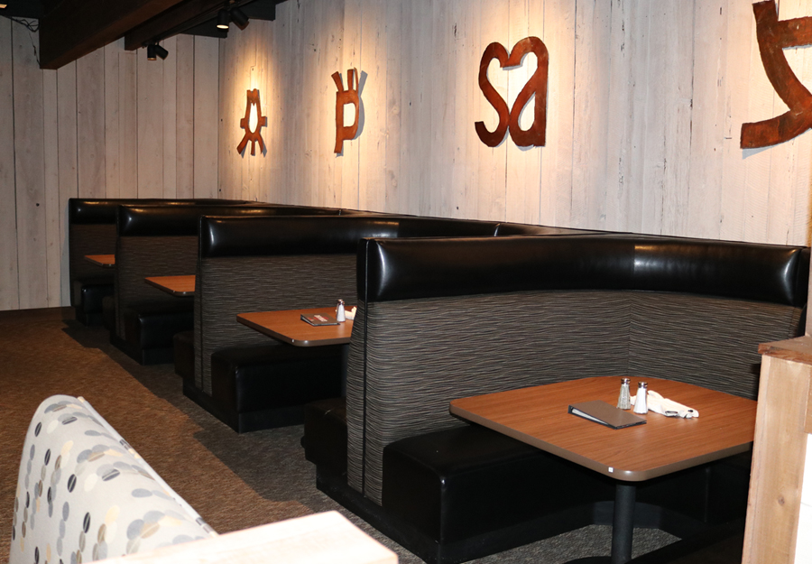 Black Angus restaurant custom seating done by SCI Custom Millwork