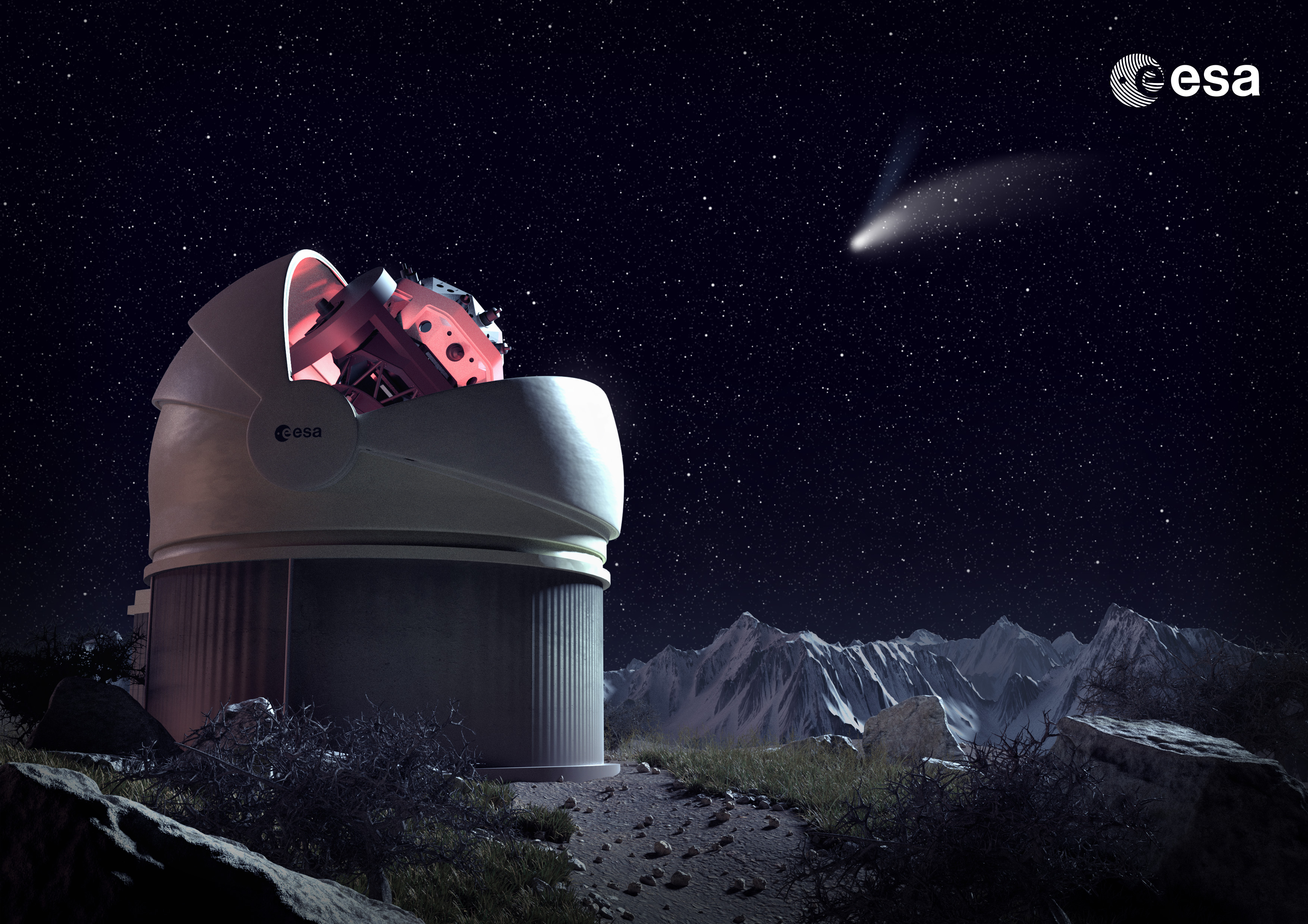 Ein Asteroid schlägt 2027 auf der Erde ein (in einer Simulation der ESA) Astrodicticum Simplex