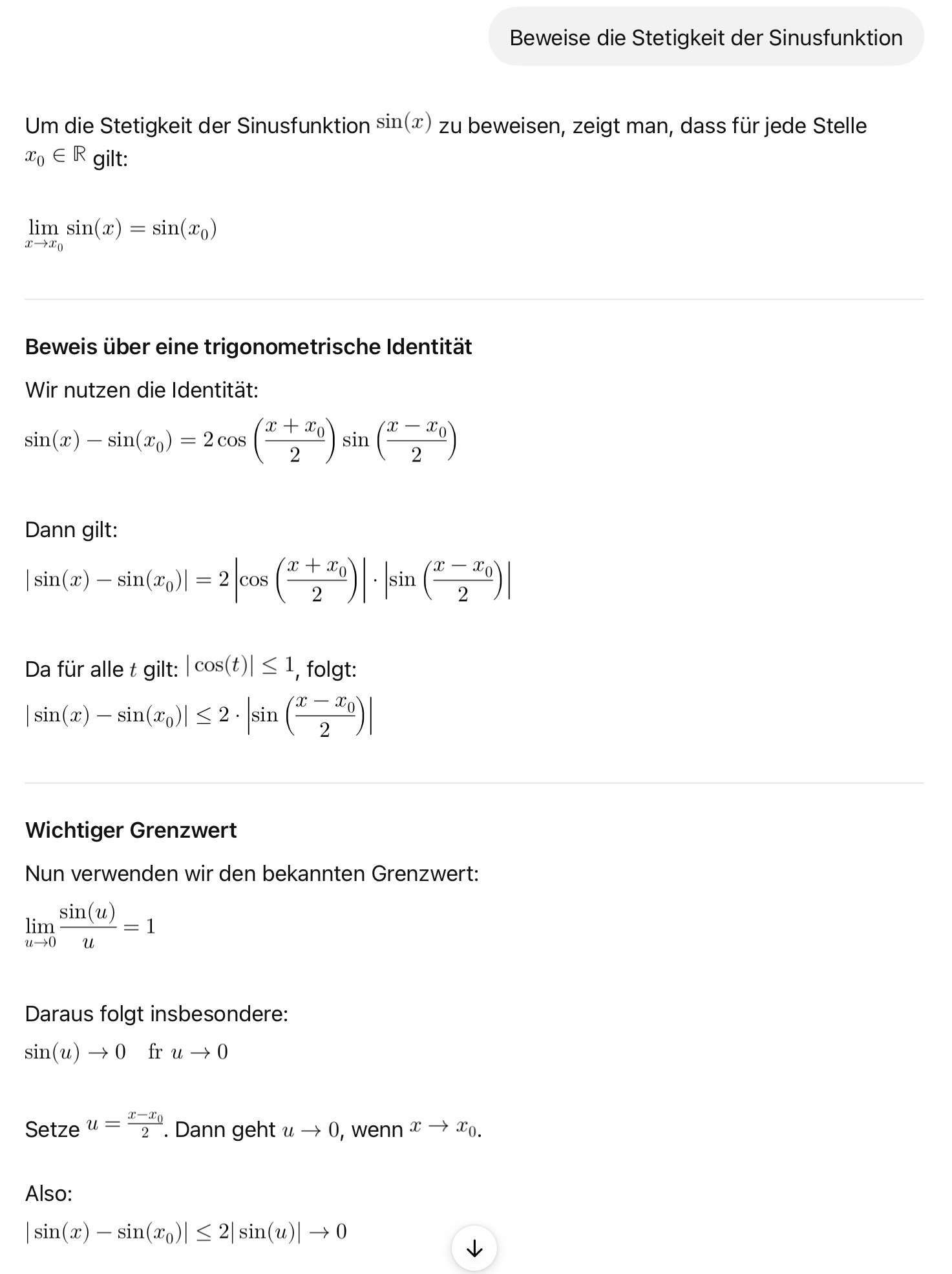 Stetigkeit mit ChatGPT – Mathlog