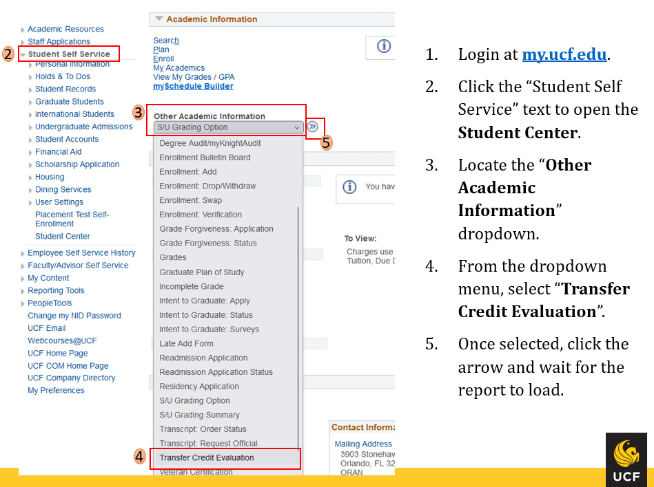 Transfer Course Evaluation College of Sciences Advising Services