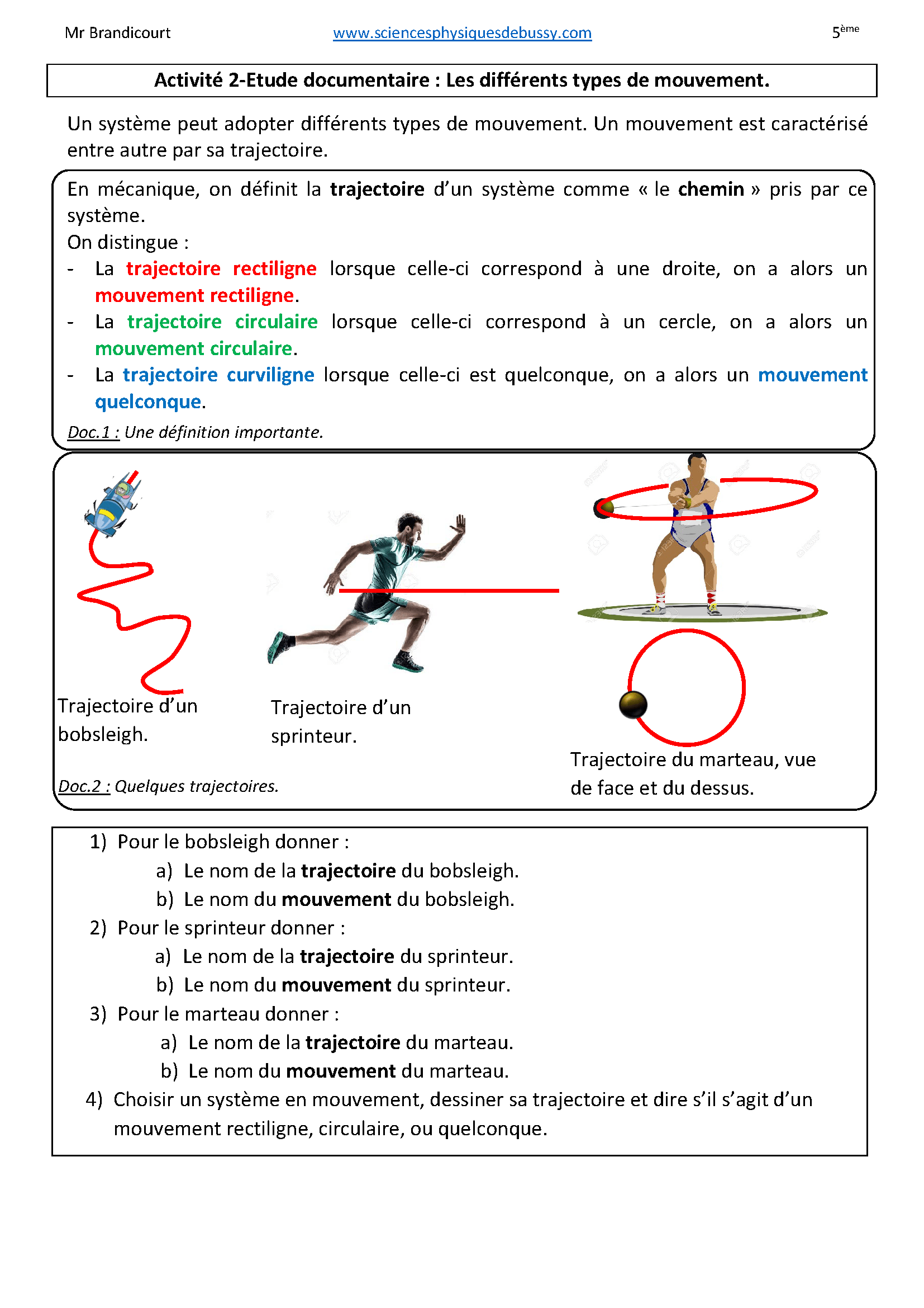 S1 Les mouvements. Sciences physiques