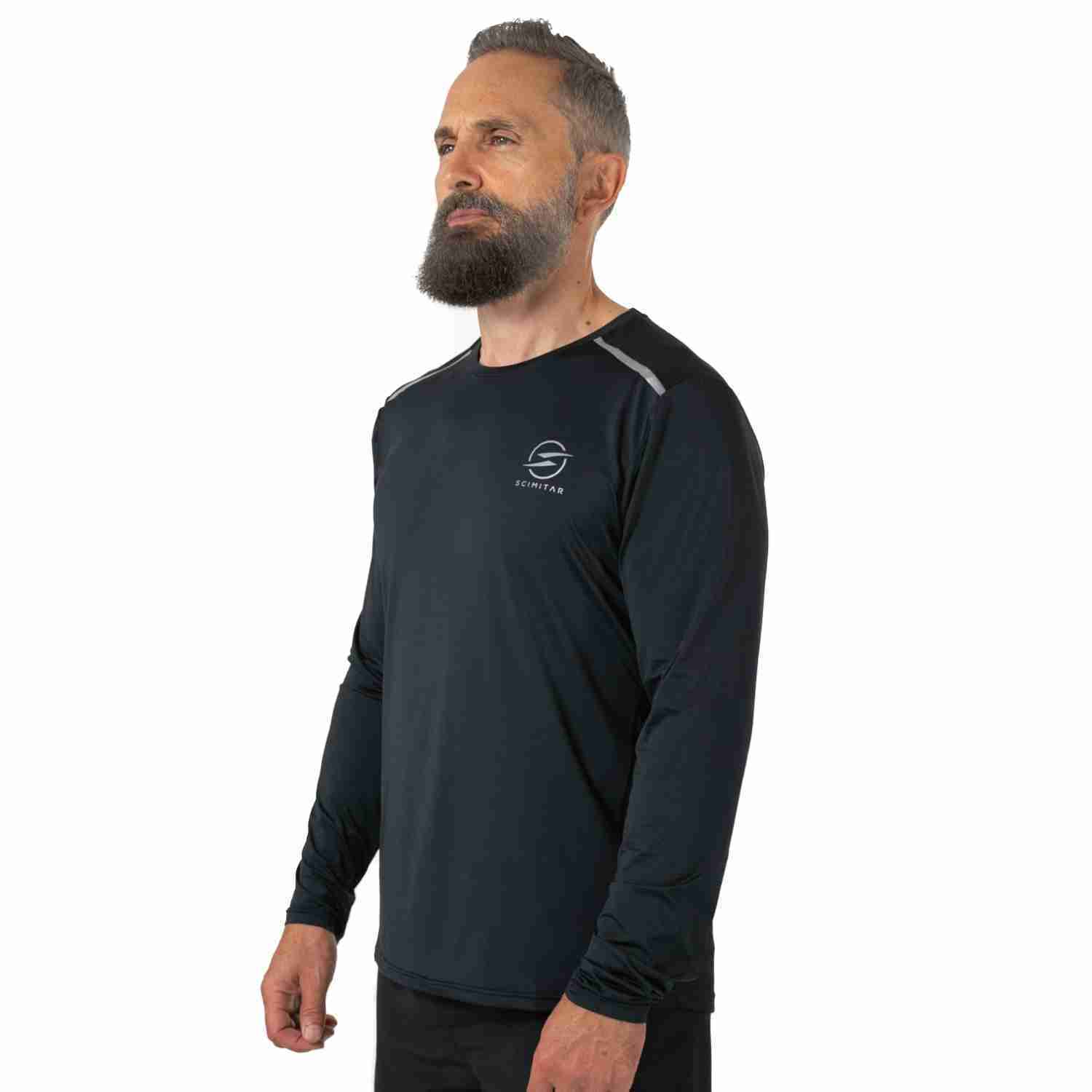 Men's Long Sleeved Running TShirt (Black) Scimitar Sportswear
