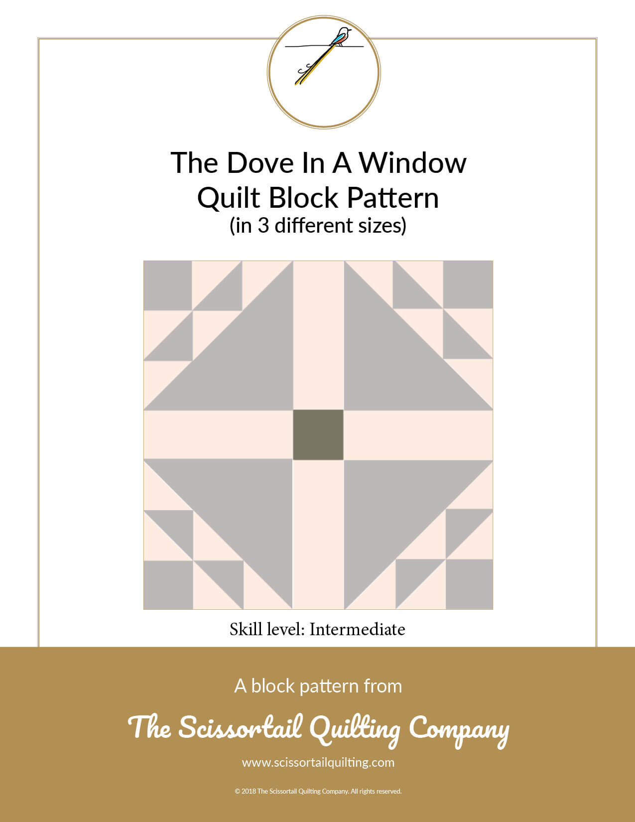 Dove in a Window Quilt Block Scissortail Quilting