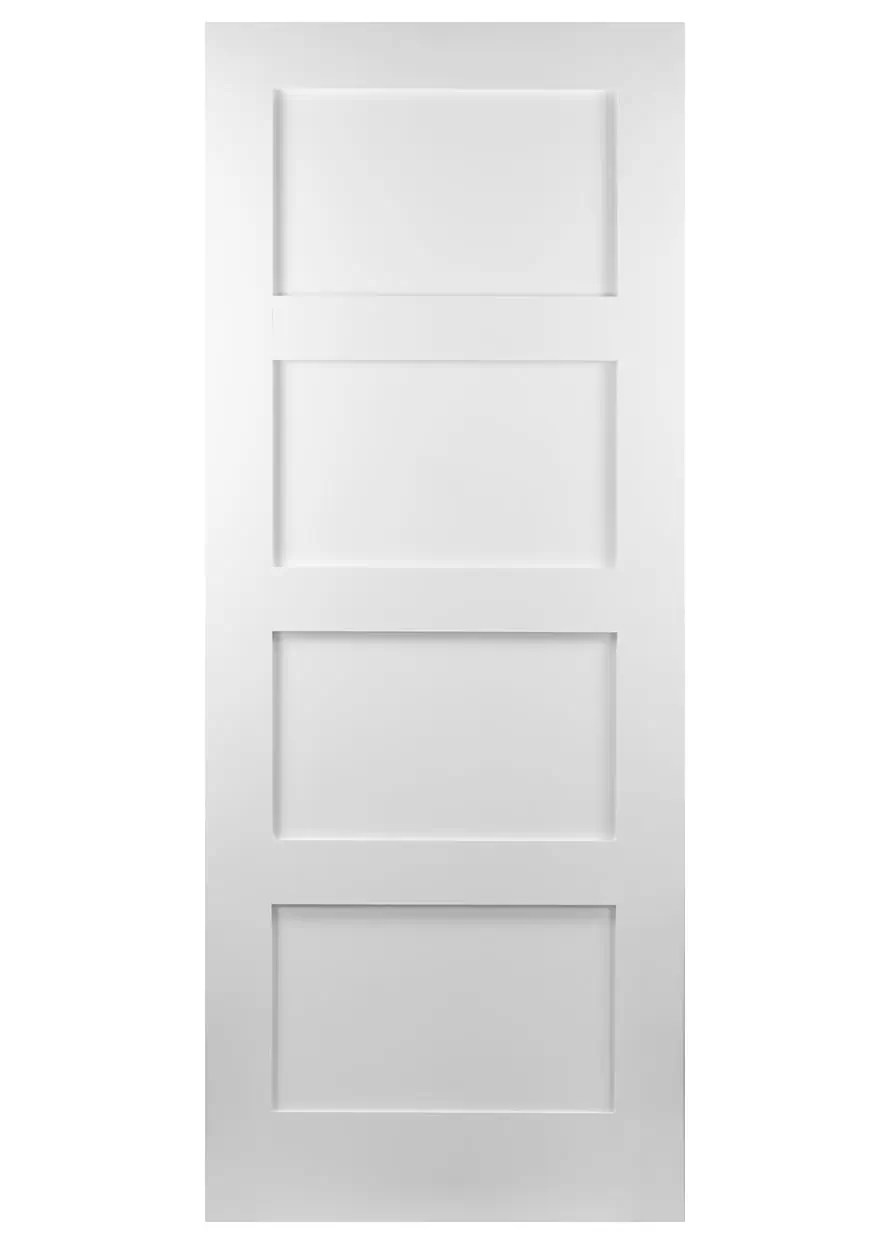 42mm Augusta White 4 Panel Shaker Panelled Door White Primed SCL Flooring