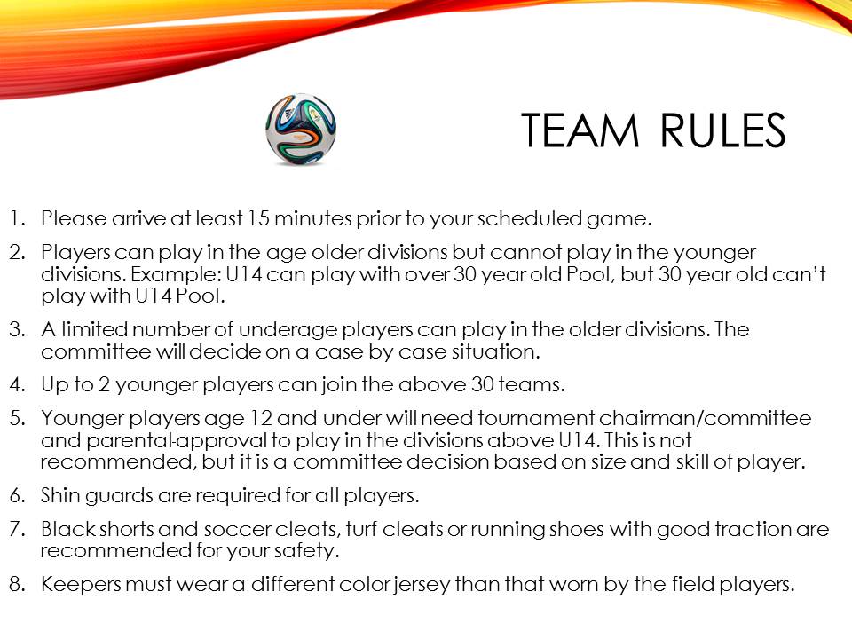 Soccer Tournament Basic Laws and Regulations Southern California