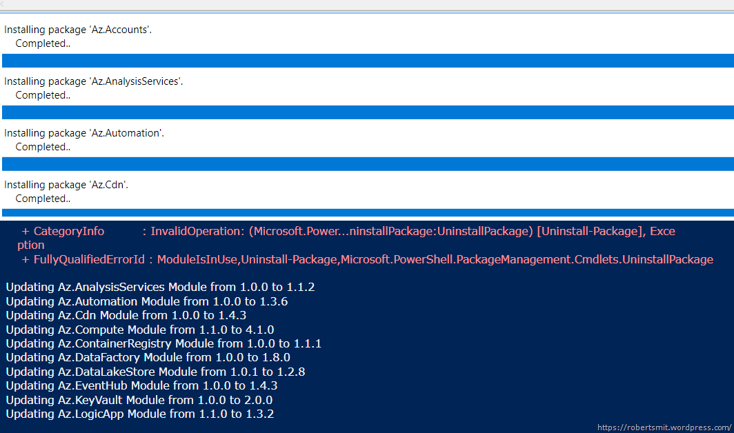 Update all AZ. Azure Powershell Modules PowerShell Azure Script 