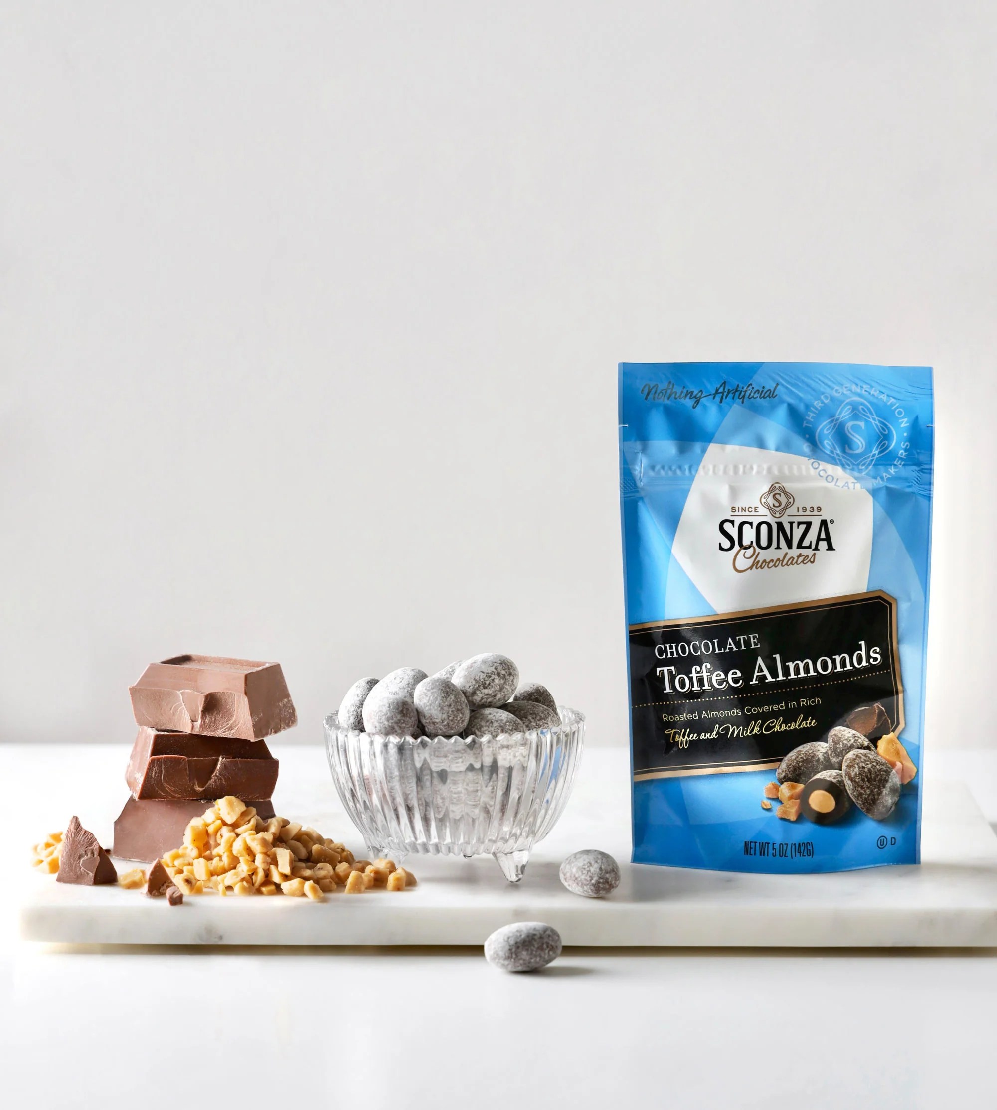 Chocolate Toffee Almonds, 5oz • Sconza Chocolate