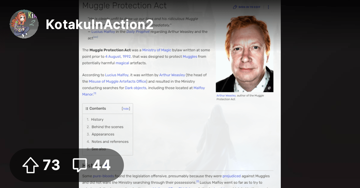 The "muggles protection act" was written by a "heroic" character in the