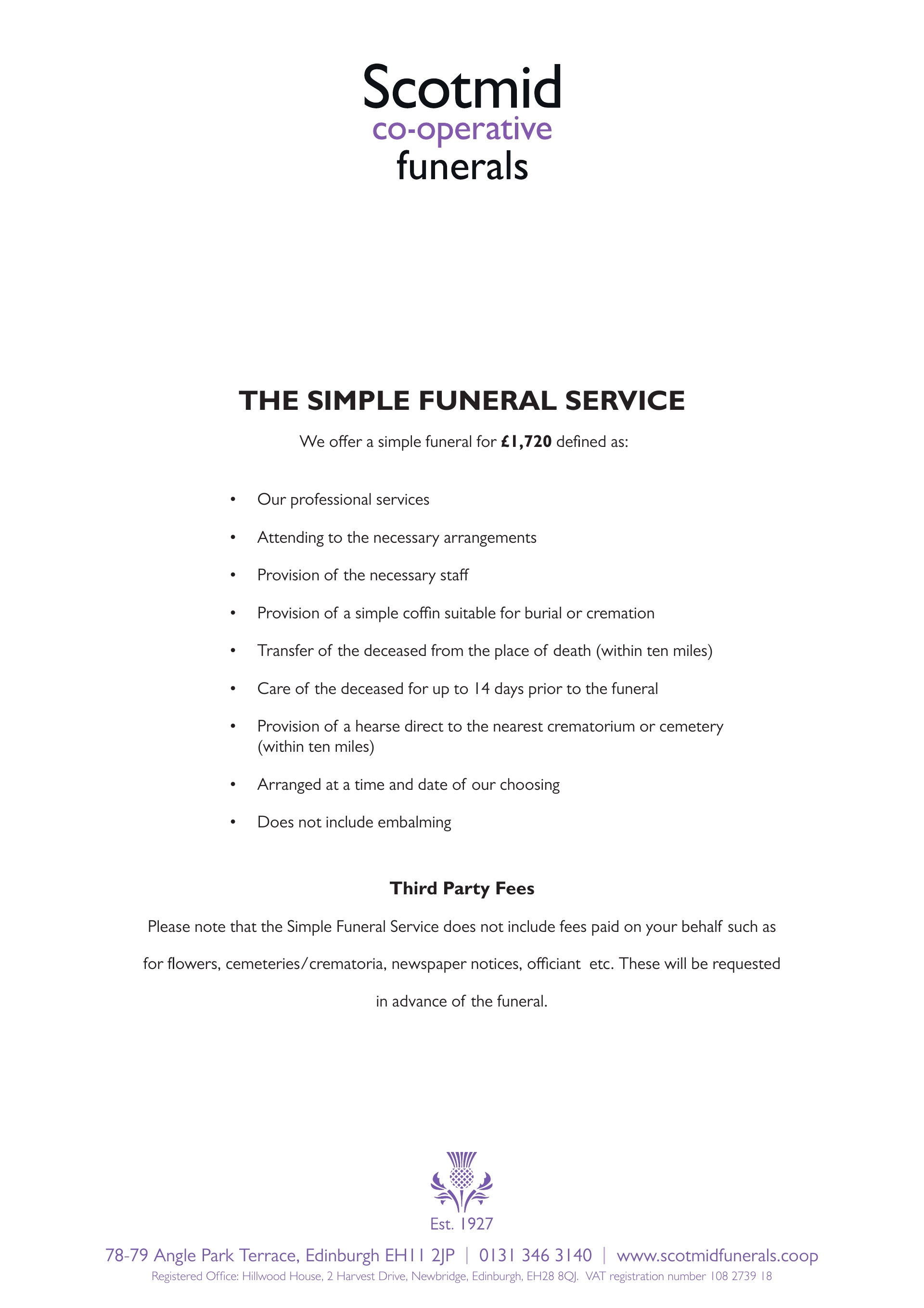 Scotmid Funerals Example price list Scotmid Funerals