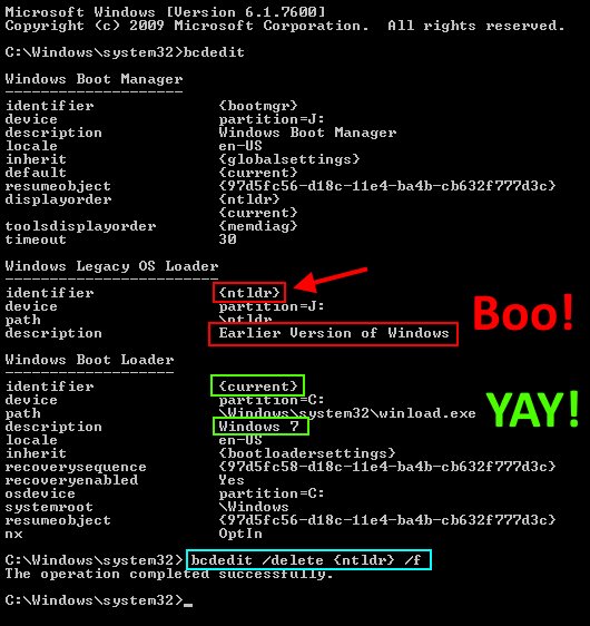 Remove the “Choose an operating system” message when starting your