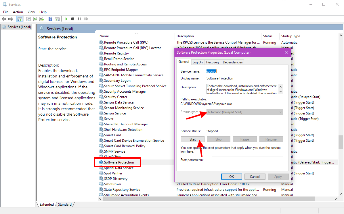 Fix Windows Activation failed due to Software Protection Service 